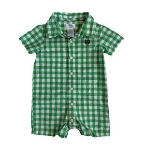 Chaps Baby Boy Green Gingham Romper 3 Months